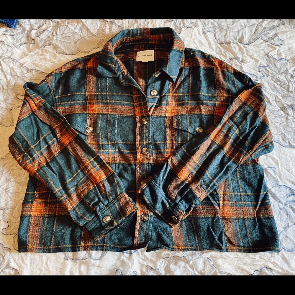 American Eagle Cropped Flannel